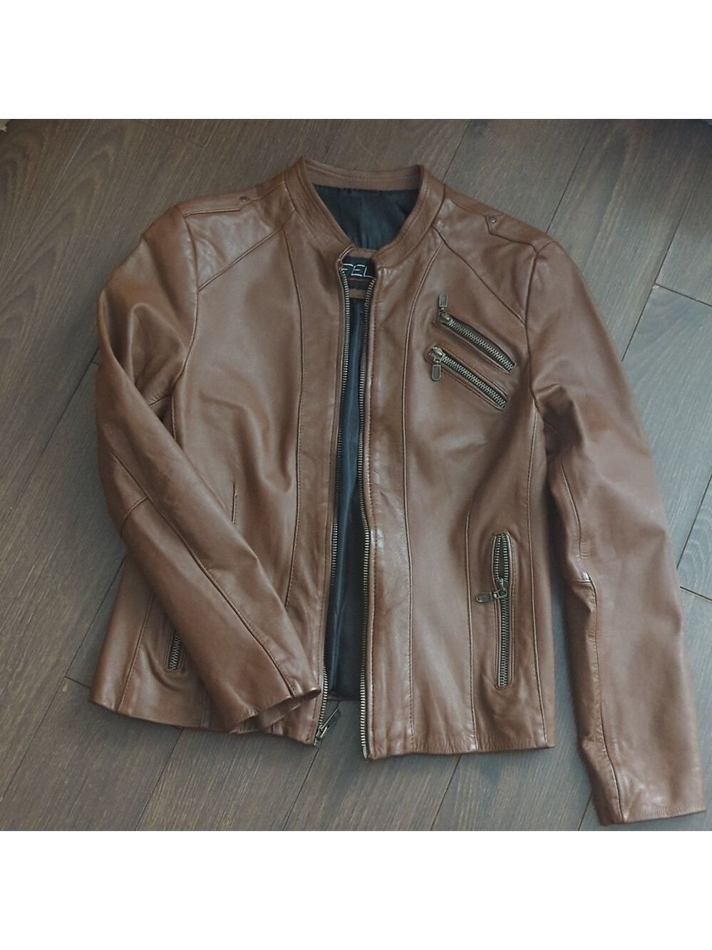 FELDINI Women's Brown Ovino Leather Jacket - Picture 9 of 11